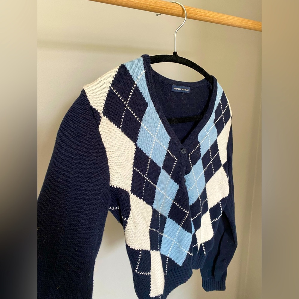 Brandy Melville blue checkered sweater